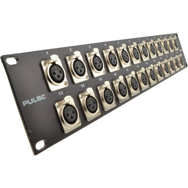 XLR Mic 19 inch Flight Case Network Cab Rack Panel 24 Female Connectors