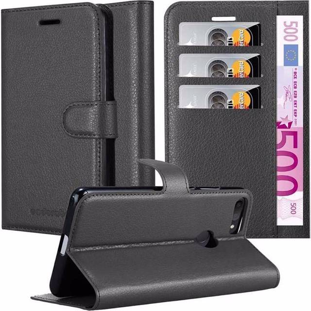 (OXID BLACK) Cadorabo Case for Alcatel 1S 2019 Cover Book Wallet Protection PU Leather Etui magnetic closure card slot