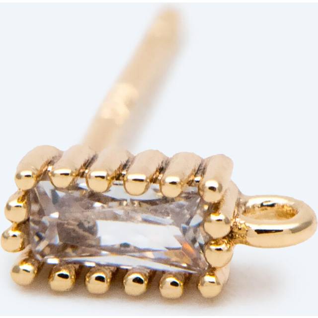 10pcs CZ Paved Rectangle Earring Studs, 18K Plated Brass Ear Posts, Geometric Earring Findings (#GB-2100-2)