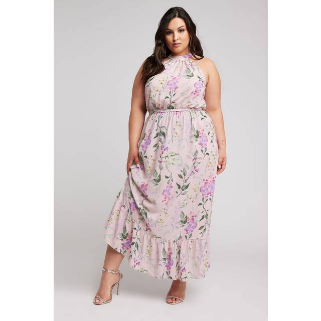 Yours London Curve Pink Floral Print Maxi Dress, Women's Curve & Plus Size, Yours London - 22