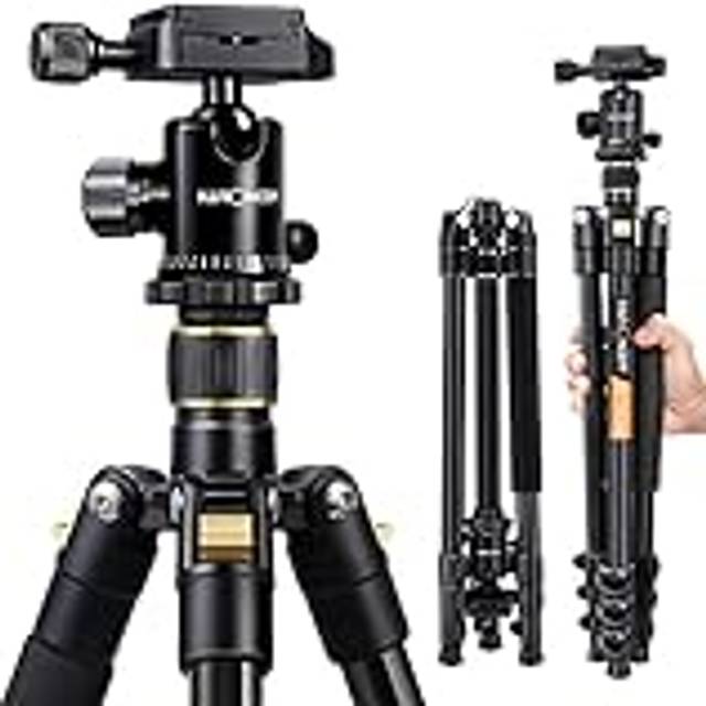 "K&F Concept 72""""/184cm Camera Tripod  Lightweight and Compact Travel Tripod with 360 Panorama Ball Head  Aluminum Tripod for Camera and Phon"