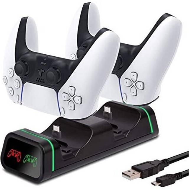 PS5 Charging Dock Dual Controller Charger, Playstation 5 Dual Sense Charging Station Twin Control Base Safe Fast Charging with LED Indicators