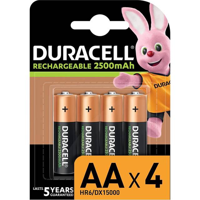 Duracell Rechargeable AA 2500 mAh Batteries Ideal for Xbox Controller, Pack of 4