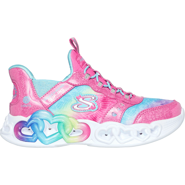 Skechers Junior Girls Infinite Heart Lights Trainer - Pink, Pink, Size 13 Younger