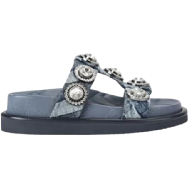 Kurt Geiger Orson Crystal damtofflor quiltad denim med stenar - ORSON CRYSTAL 9107188669 - storlek, Blå, 38 EU