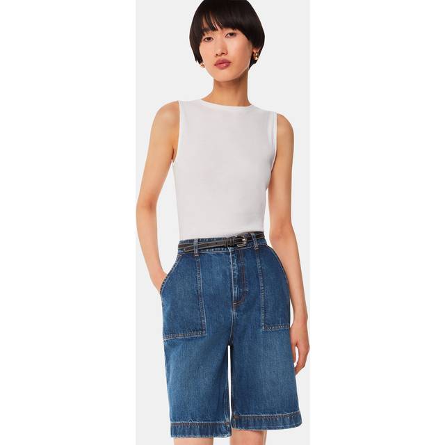 Whistles Womens Blue Raya Long-line High-rise Denim Shorts 29