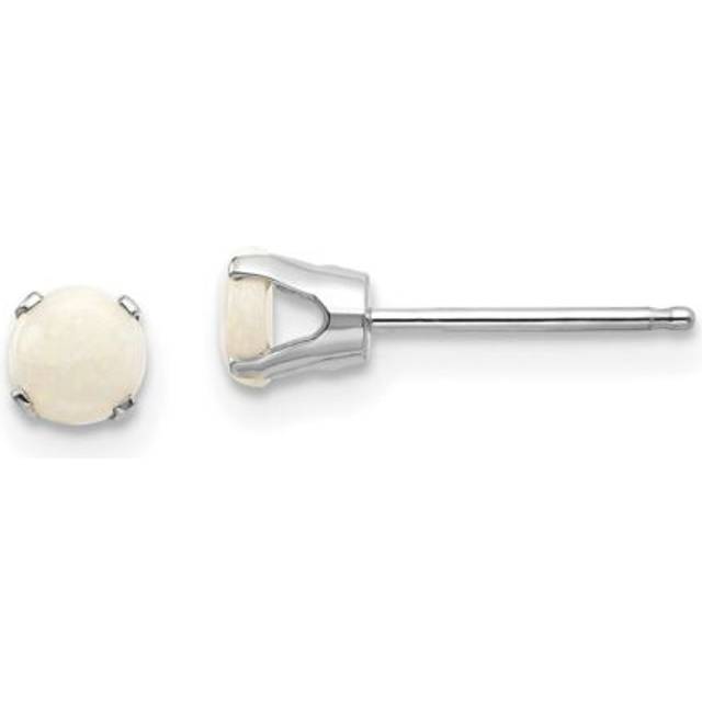 Quality Gold XBE130 14K White Gold 4 mm Opal Stud Earrings