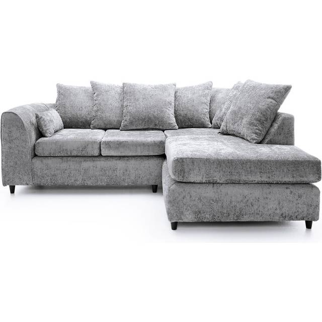 Harriet Crushed Chenille Right Facing Corner Sofa in Light Grey - One Size
