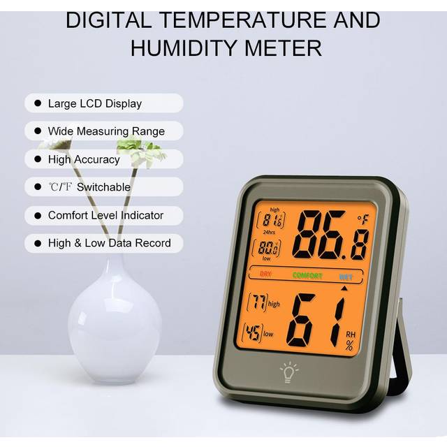 Digital Hygrometer Thermometer Indoor Temperature and Humidity Gauge Monitor Meter with LCD Display white