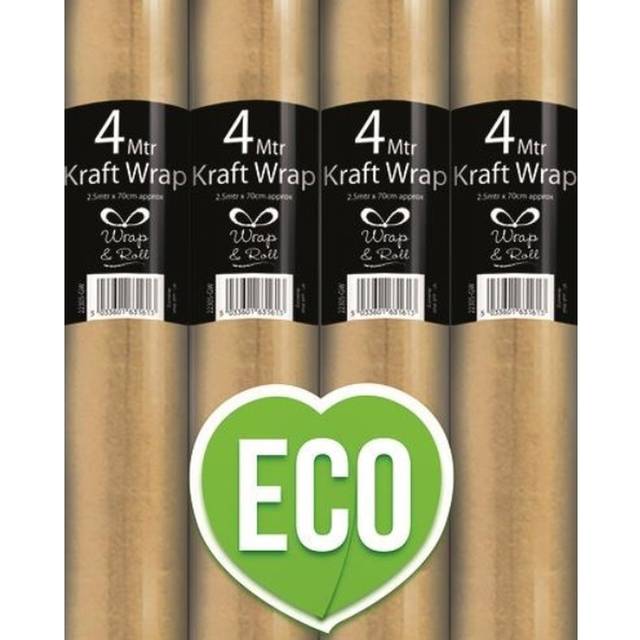 4 x 4M Kraft Brown Wrapping Paper - Brown - Neutral