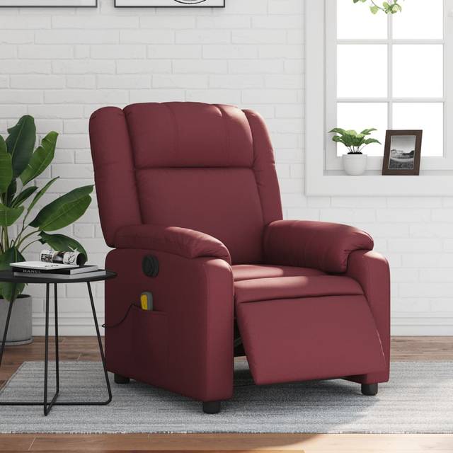 Massagefåtölj vinröd konstläder