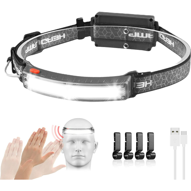 Chronus LED Headlamp Rechargeable, 230degree Illumination Headlight, Super Bright Flashlight with Motion Sensors, 6 Modes Lightweight