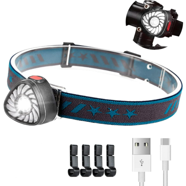 Chronus LED Rechargeable Headlamp for Adults and Kids, 1oz Lightweight Head Lamp with Red Light and 7 Modes, Bike Taillight(Black)