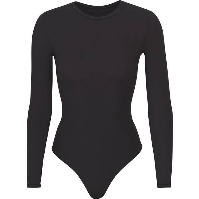 Skims Womens Onyx Fits Everybody Long-sleeve Stretch-woven Body Xl - ONYX