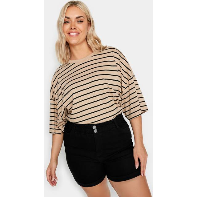 Yours Curve Black Elasticated Stretch Denim Shorts, Women's Curve & Plus Size, Yours - 26