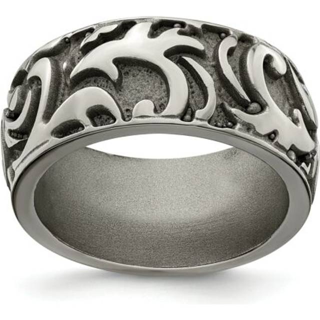 Edward mirell titanium 10mm pallas pattern inlay grooved wedding band sz 8 to 13