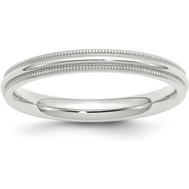 10k white gold comfort fit 3mm half round milgrain wedding band sizes 4 to 14