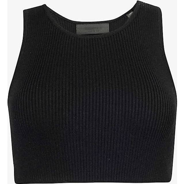 Fear of God Essentials Womens Black Cropped Rib-knitted Tank Top Xxs - BLACK
