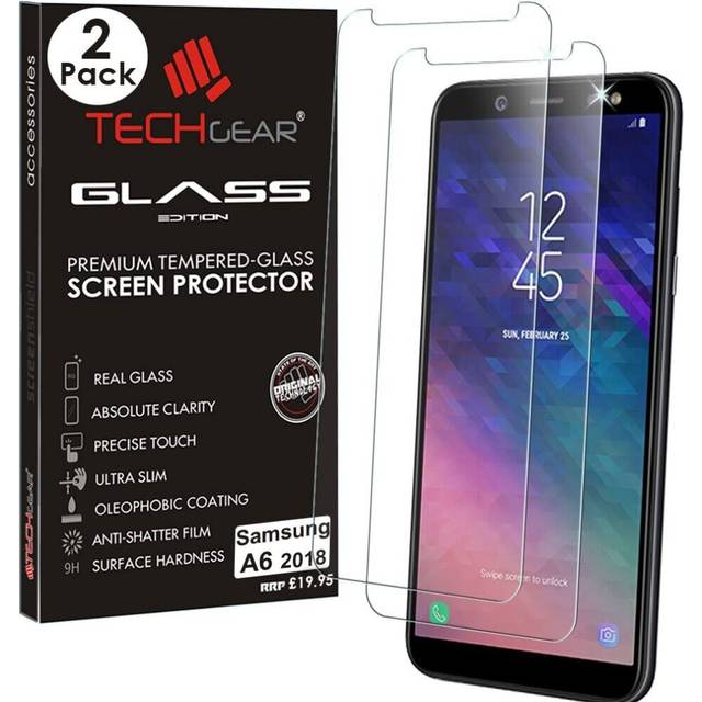 [2 Pack] TECHGEAR GLASS Edition for Galaxy A6 (SM-A600 Series) - Genuine Tempered Glass Screen Protectors s Compatible with Samsung Galaxy A6 2018