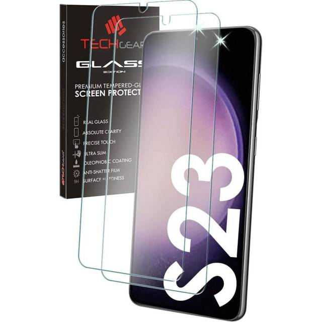 2x techgear finger id tempered glass screen protector for samsung galaxy s23 5g