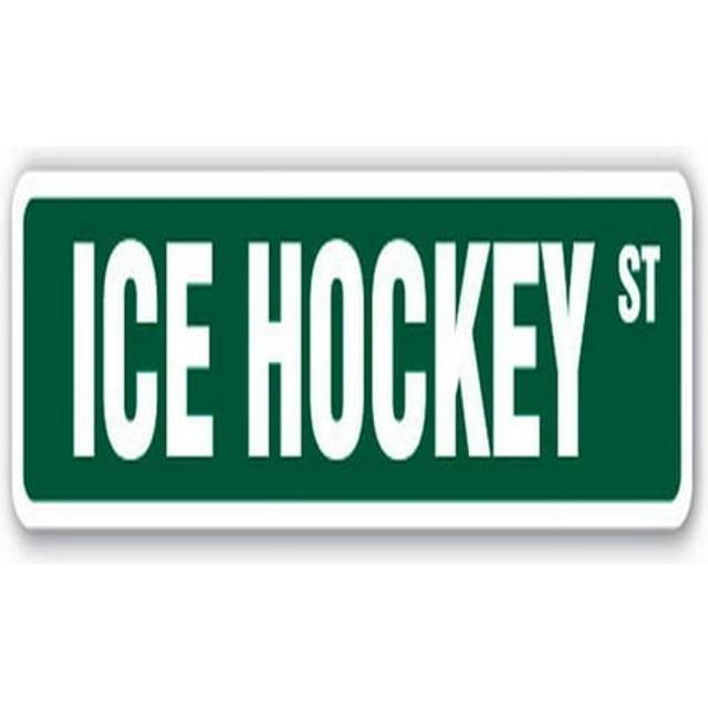 SignMission A-24-SS-ICE HOCKEY 24 in. Ice Hockey Aluminum Street Sign - Skates Mask Sticks Pucks Goalie