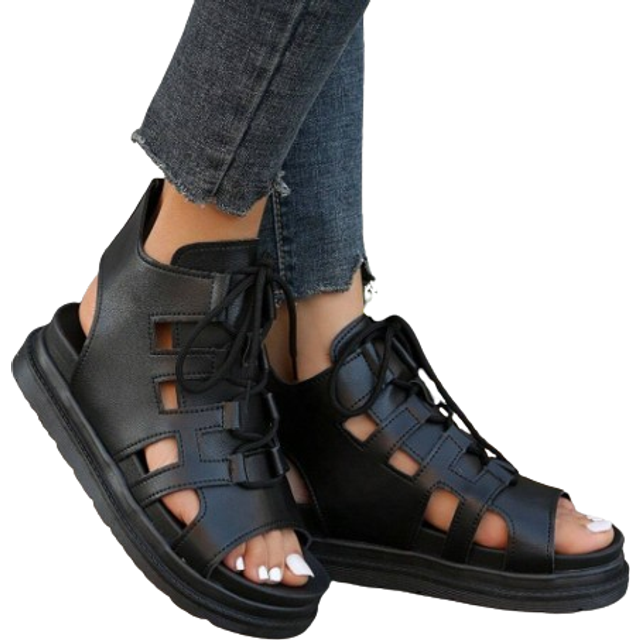 SHEIN Wedge Platform Roman Style Women&#39;s Sandals, Summer New Korean Version Round Toe Flat Bottom Elevator Shoes Valentines