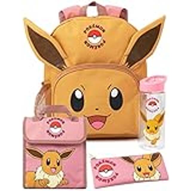 Pokemon 4 Piece Backpack Set (Unisex Kids Brown)