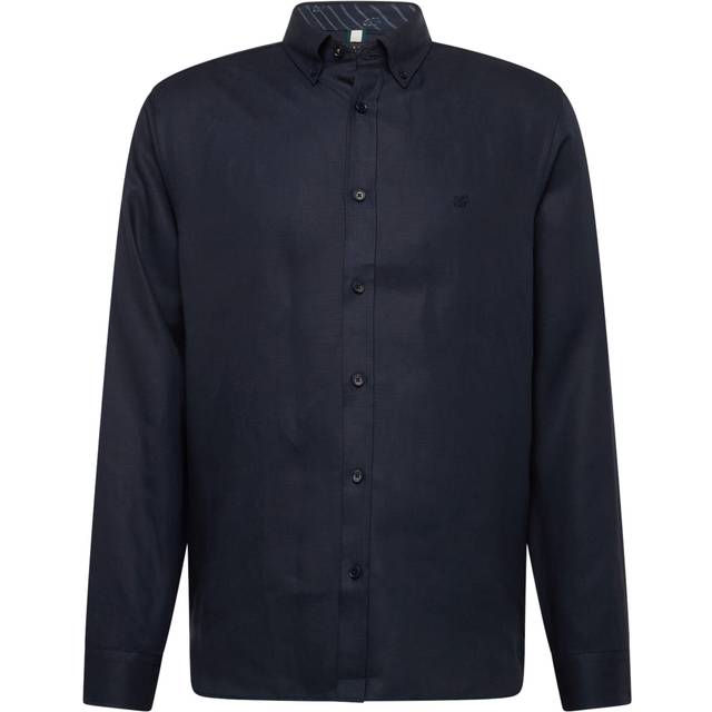 Men's Ted Baker Ognon Mens Long Sleeve Cotton Lyocell Script Shirt - Navy - Size: XL