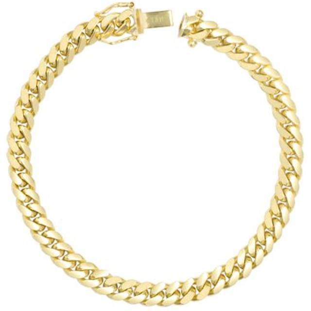 18k yellow gold solid mens 4mm miami cuban link chain bracelet box clasp 7"- 9"