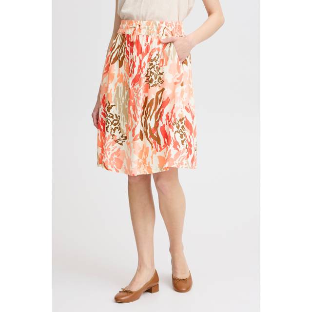 Fransa Frrelax SK 1 Dam Midikjolar Stl. XXL - Från Magasin - Hot Coral Aop Hs24 01b (XXL)