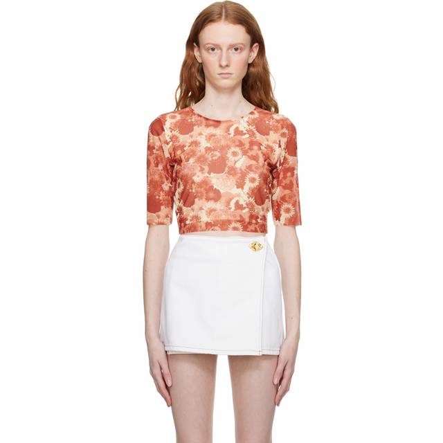 GANNI Orange Printed T-Shirt - 485 Marsala - DK 38