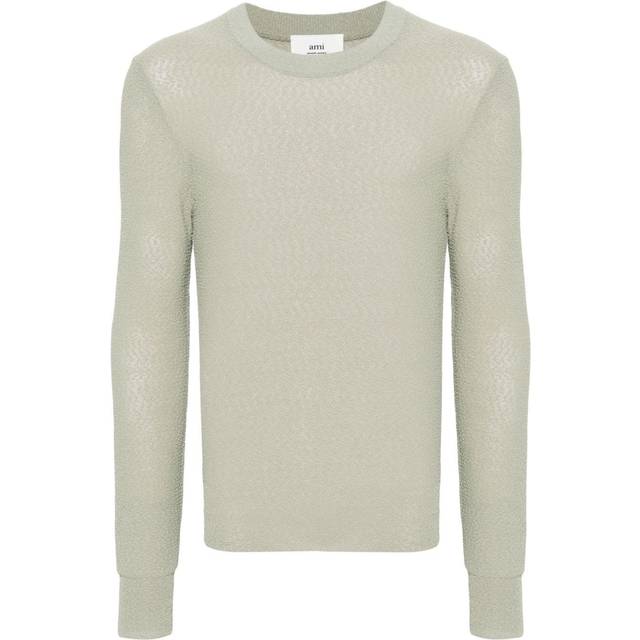 AMI Paris Khaki Semi-Sheer Sweater - SAUGE/317 - L
