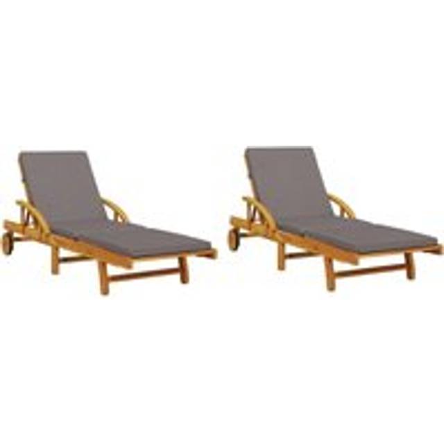 vidaXL Sun Loungers 2 pcs with Cushions 200x68x83 cm Solid Wood Acacia - Brown