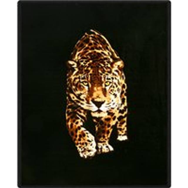 Dreamscene Faux Fur Leopard Mink Throw - 150 x 200cm - Black