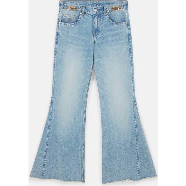 Wide Leg Denim Jeans with Embroidered Logo