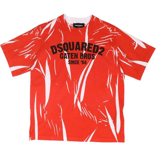 Dsquared2, T-Shirts, male, Red, 14 Y, Logo Print T-Shirt