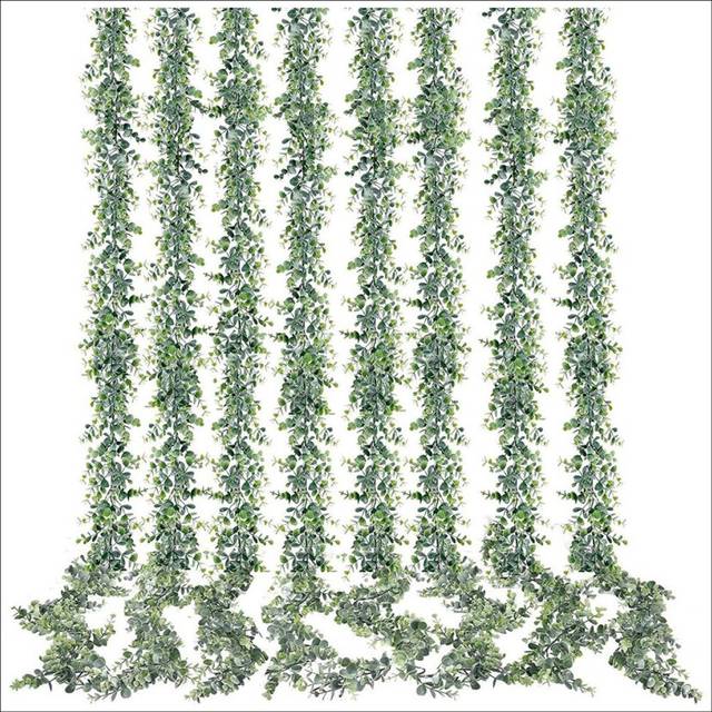Artificial Eucalyptus Garland 8Pack Eucalyptus Greenery Garland Faux Hanging Plants Vines, 6 Feet/Strand For Decor