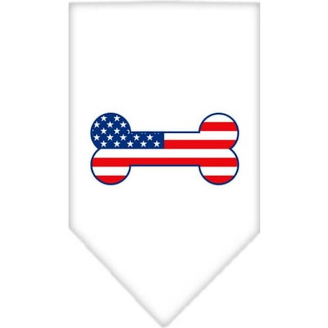Mirage Pet Products Bone Flag American Screen Print Bandana for Pets Small White