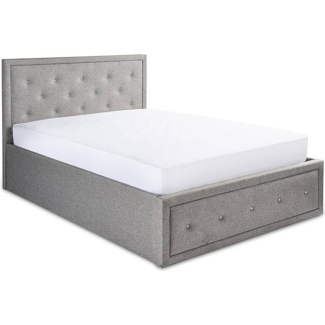 Home Treats Ottoman Storage Bed Frame Single Crystal Grey, Grey