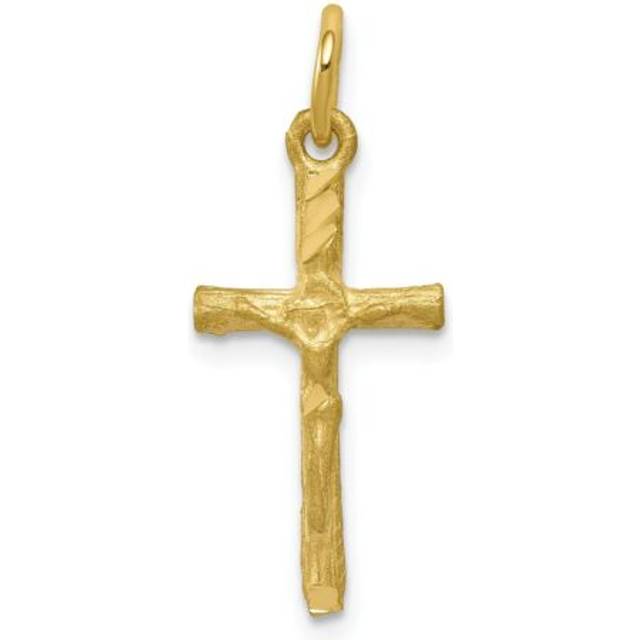 10k yellow gold solid & satin finish small wood crucifix charm