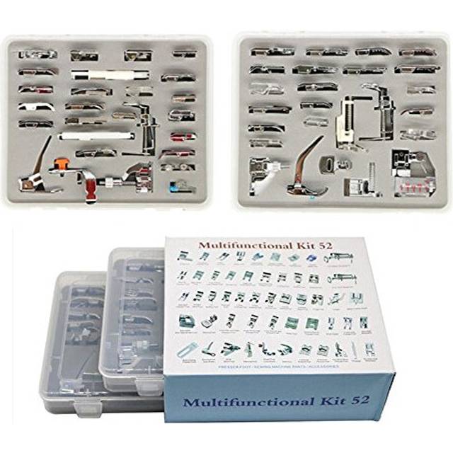 Professional Domestic 52pcs Sewing Foot Sewing Machine Feet Presser Feet Set with Plastic Storage Box for Brother, Singer, Janome, Babylock,Toyota,New