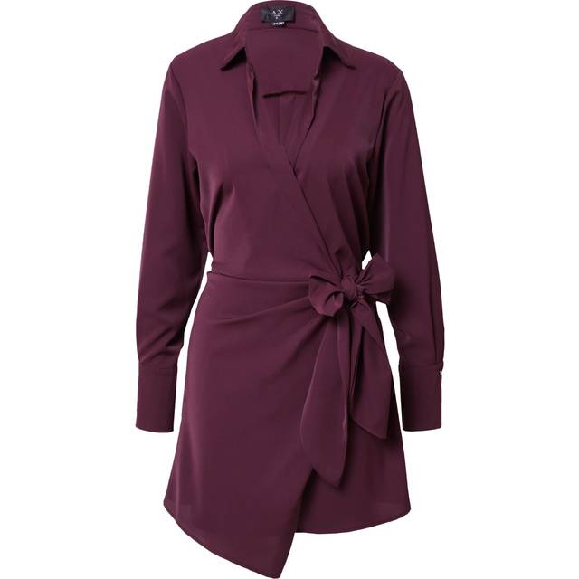 AX Paris Womens Plum Tie Wrap Long Sleeve Mini Dress - Purple - Size 8 UK