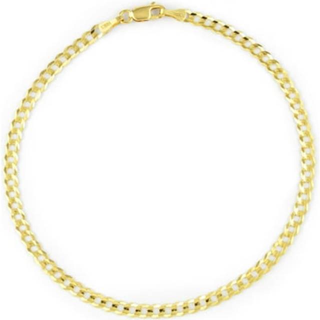 10k yellow gold solid 2.5mm curb cuban link chain bracelet or anklet 7" 8" 9"