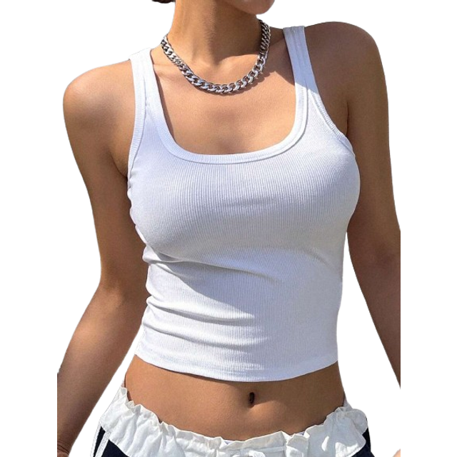 DAZY Solid Rib-knit Crop Tank Top