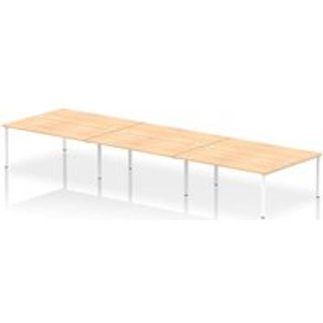 Impulse Bench B2B 6 Person 1800 White Frame Office Bench Desk Maple
