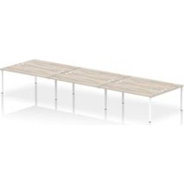 Impulse Bench B2B 6 Person 1800 White Frame Office Bench Desk Grey Oak