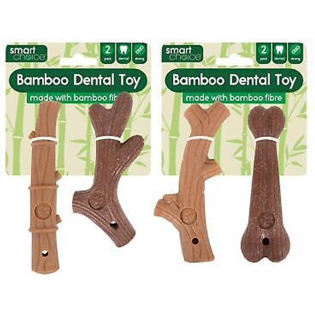 Pack of 2 Bamboo Pet Dog Puppy Chew Toys Strong Durable Dental Natural