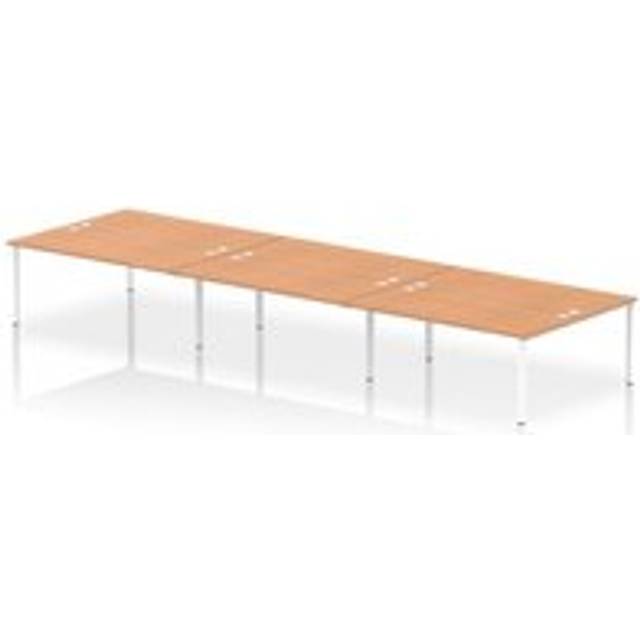 Impulse Bench B2B 6 Person 1800 White Frame Office Bench Desk Oak