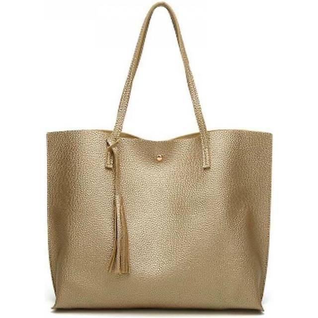 (gold) Women Shoulder Bag Tote Large Handbag Office Ladies Bags Pu Leather
