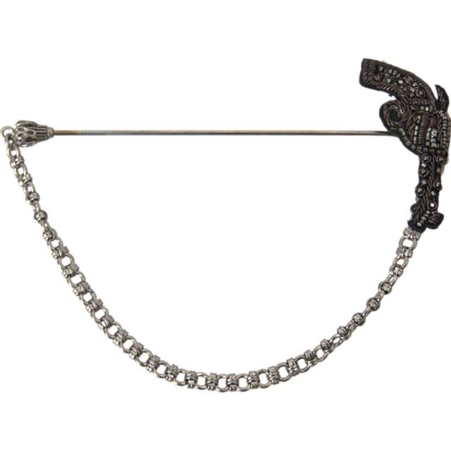 Brass Copper Silk Revolver Gun Men Brooch Lapel Pin